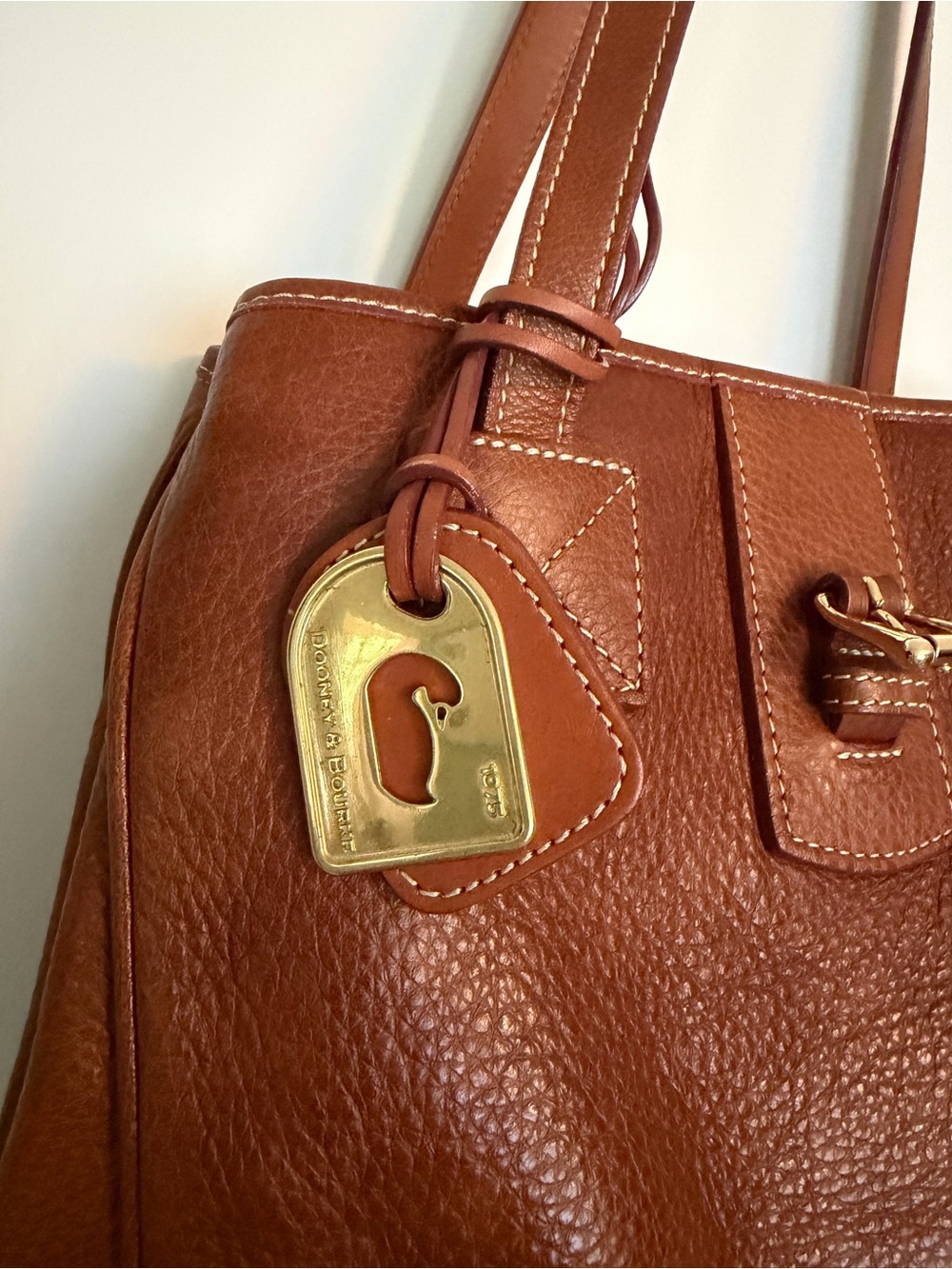 Dooney & Bourke Chestnut Brown Pebbled Leather Shoulder Bag - Picture 4 of 10